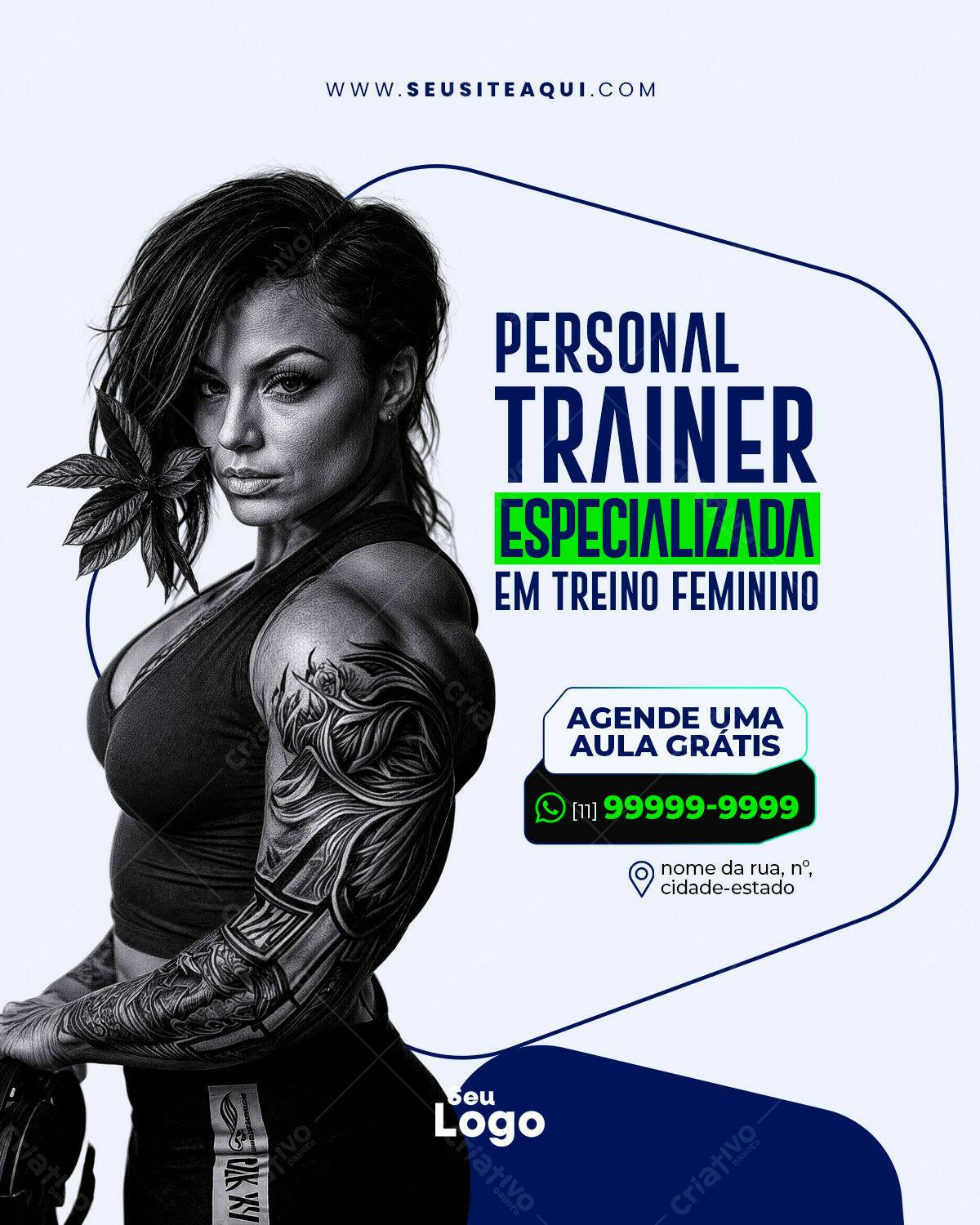 Flyer Personal Trainer Feminino PSD Editável