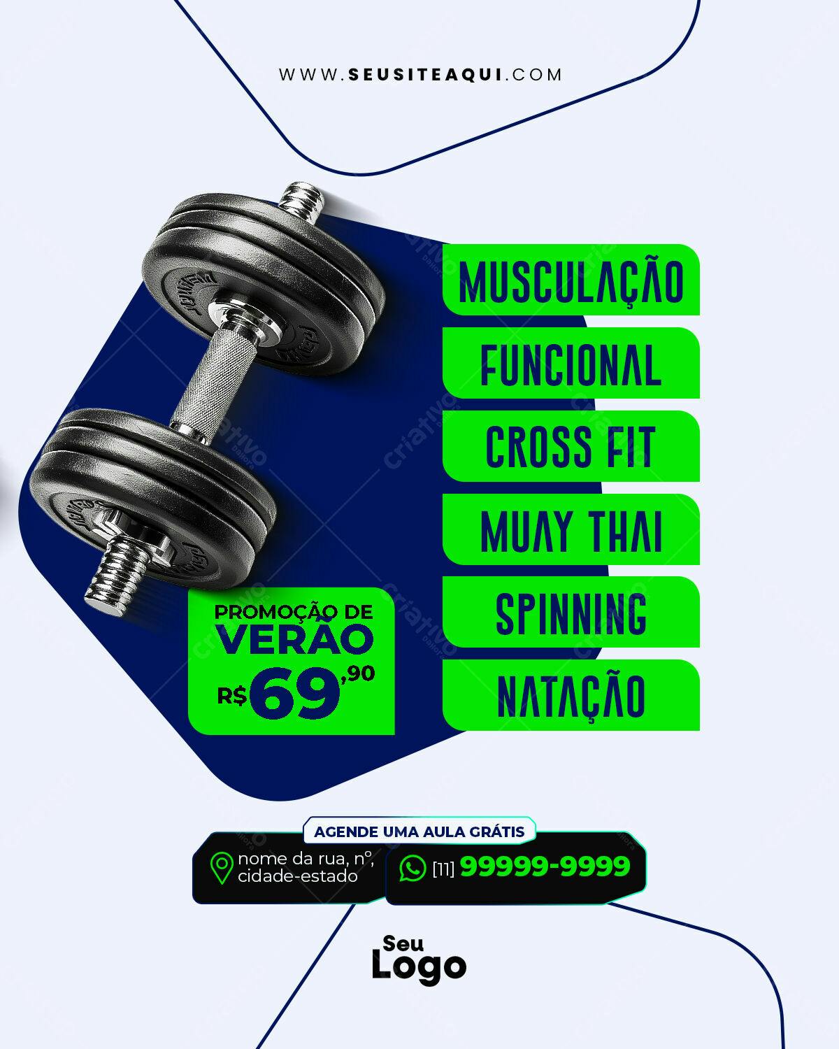 Flyer Academia Promoção Verão PSD Editável