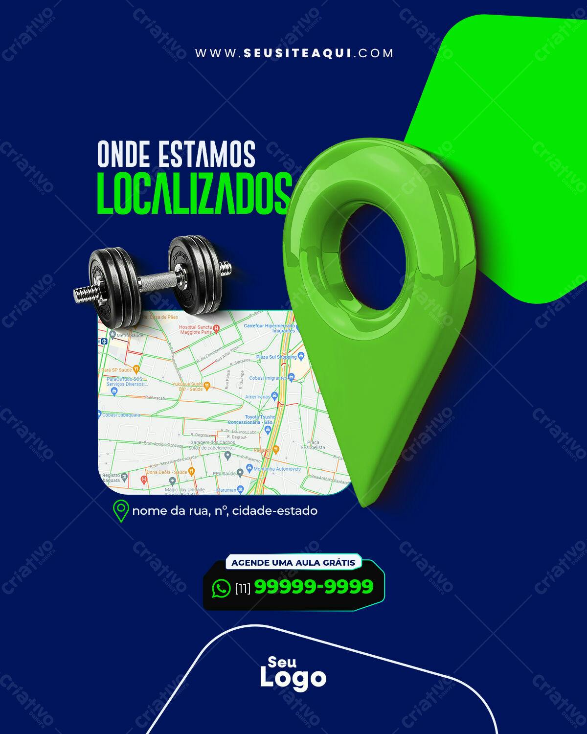 Flyer Academia Localização PSD Editável