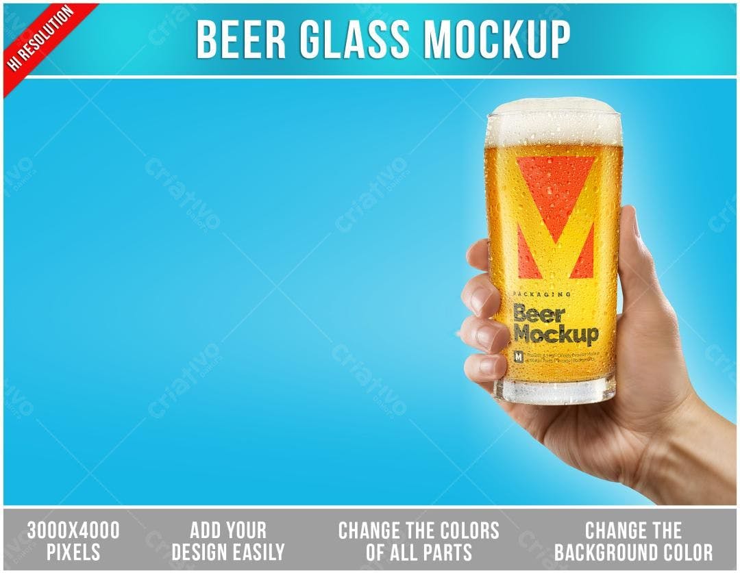 Mockup de Copo de Cerveja Gelado - Design Realista