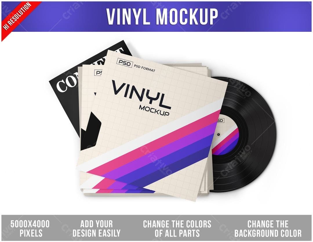 Mockup de Capa de Vinil Retrô com Cores Vibrantes