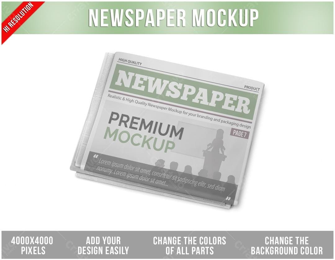Mockup Jornal Realista: Design de Imprensa em Tons Cinzas