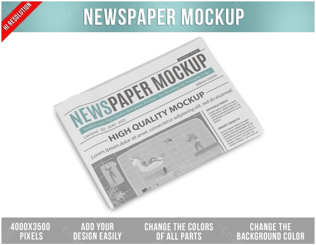 Mockup Jornal Realista: Design Moderno em Tons Cinza