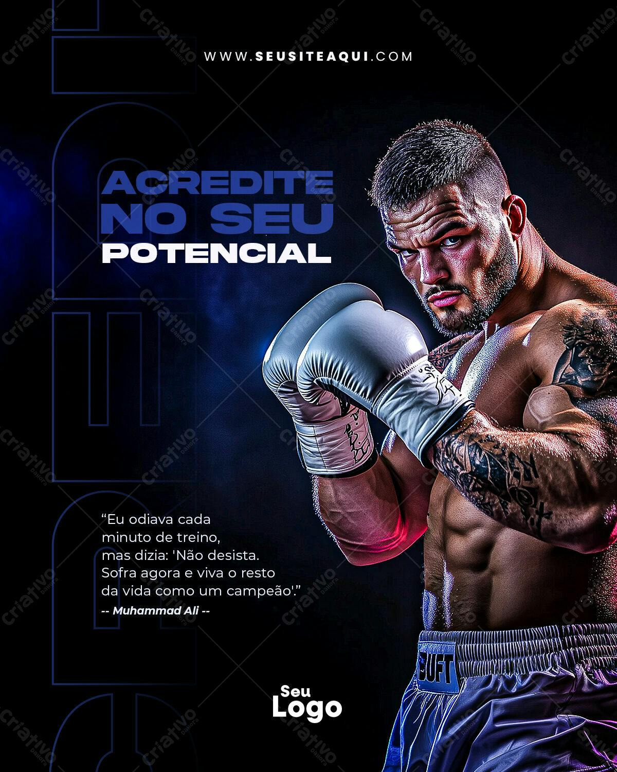 Post Motivacional Boxe PSD Editável