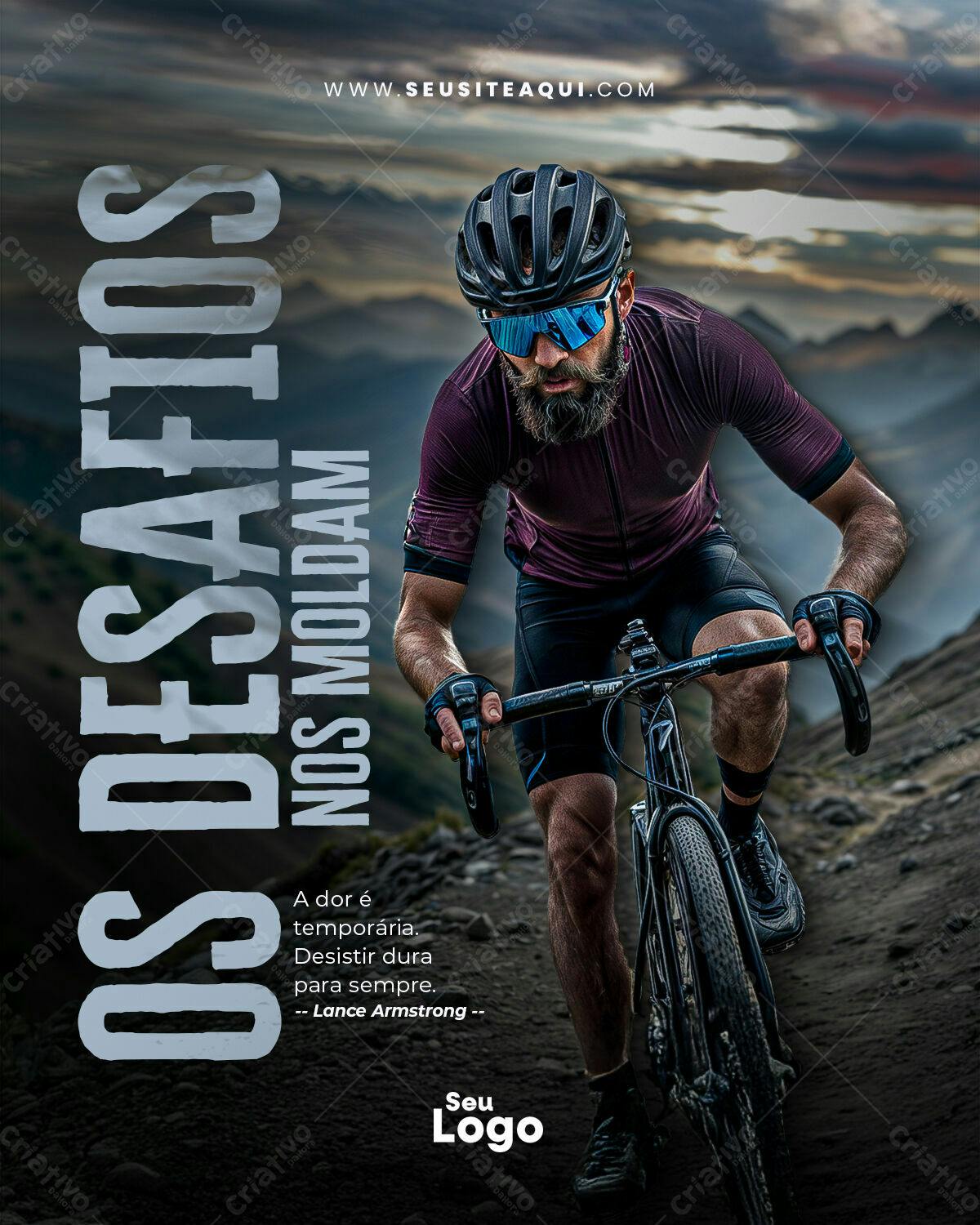 Poster Motivacional Ciclismo PSD Editável