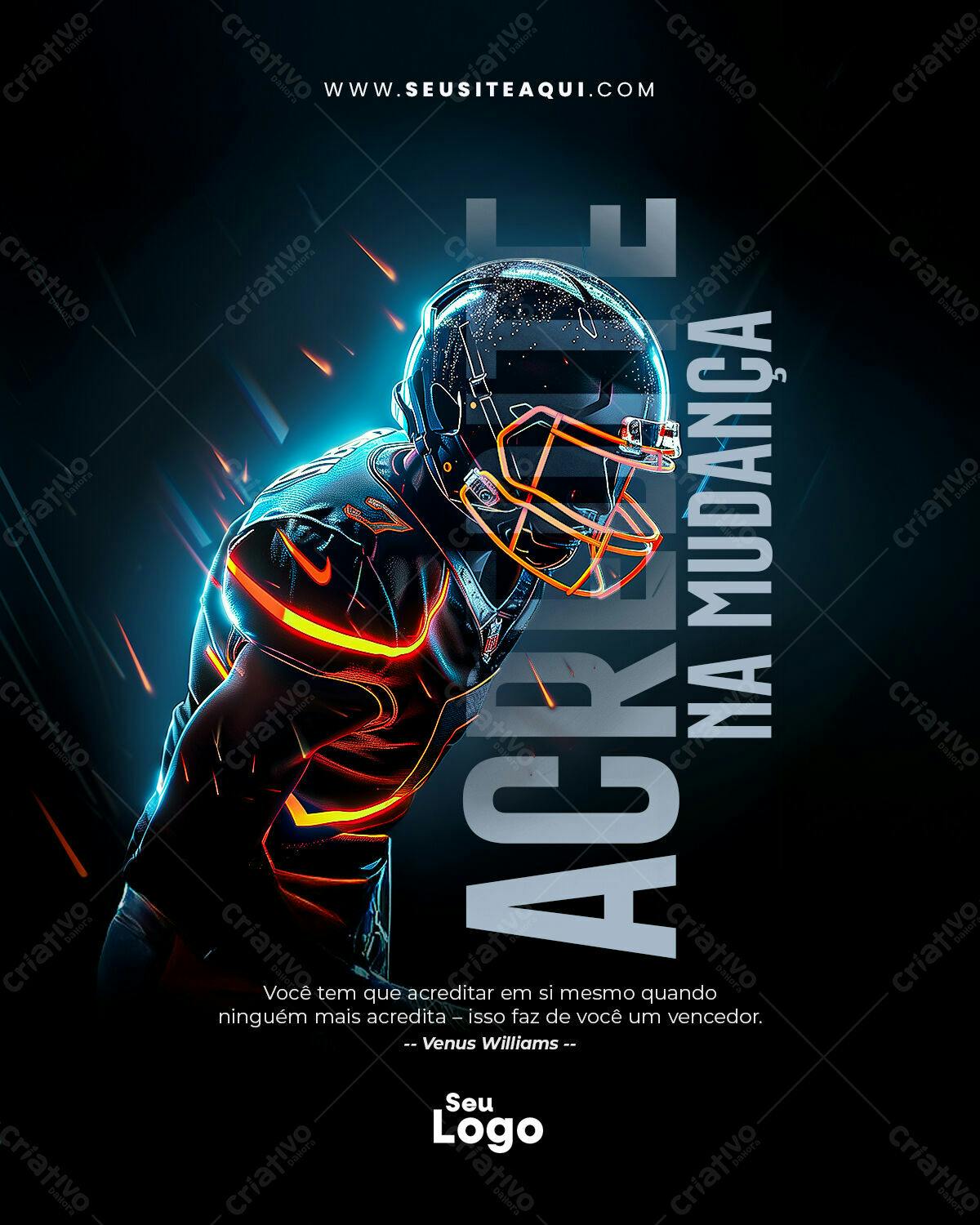 Poster Motivacional Esporte Americano PSD Editável