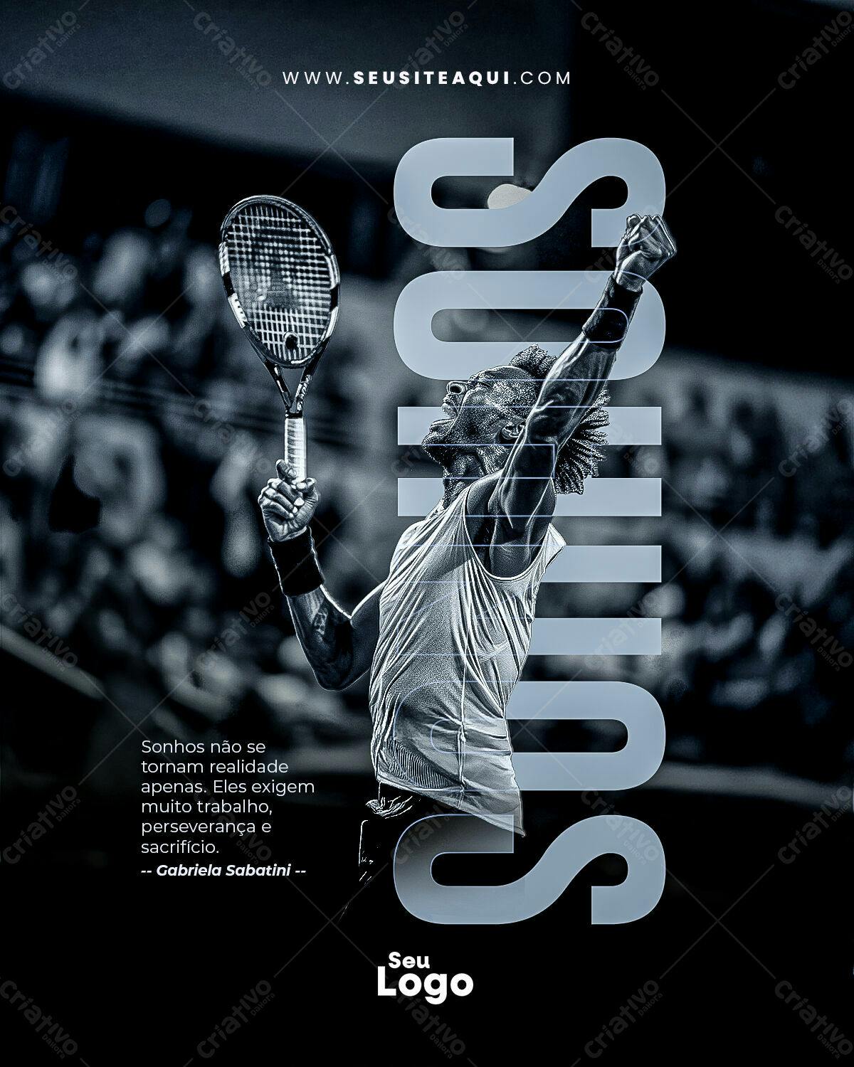 Poster Motivacional Esporte Tênis PSD Editável