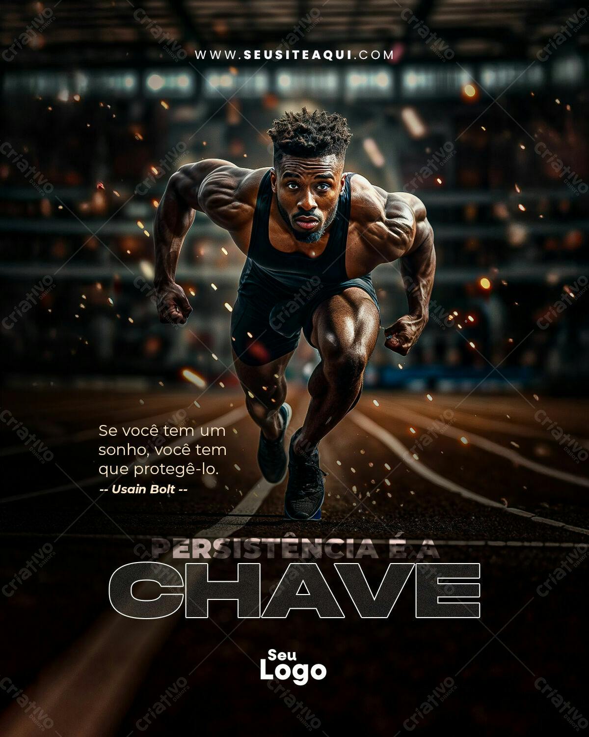 Flyer Motivacional Atleta Preto PSD Editável