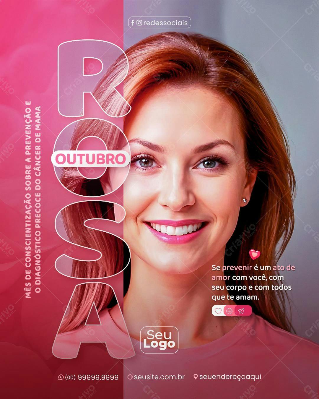 Flyer Outubro Rosa PSD Editável