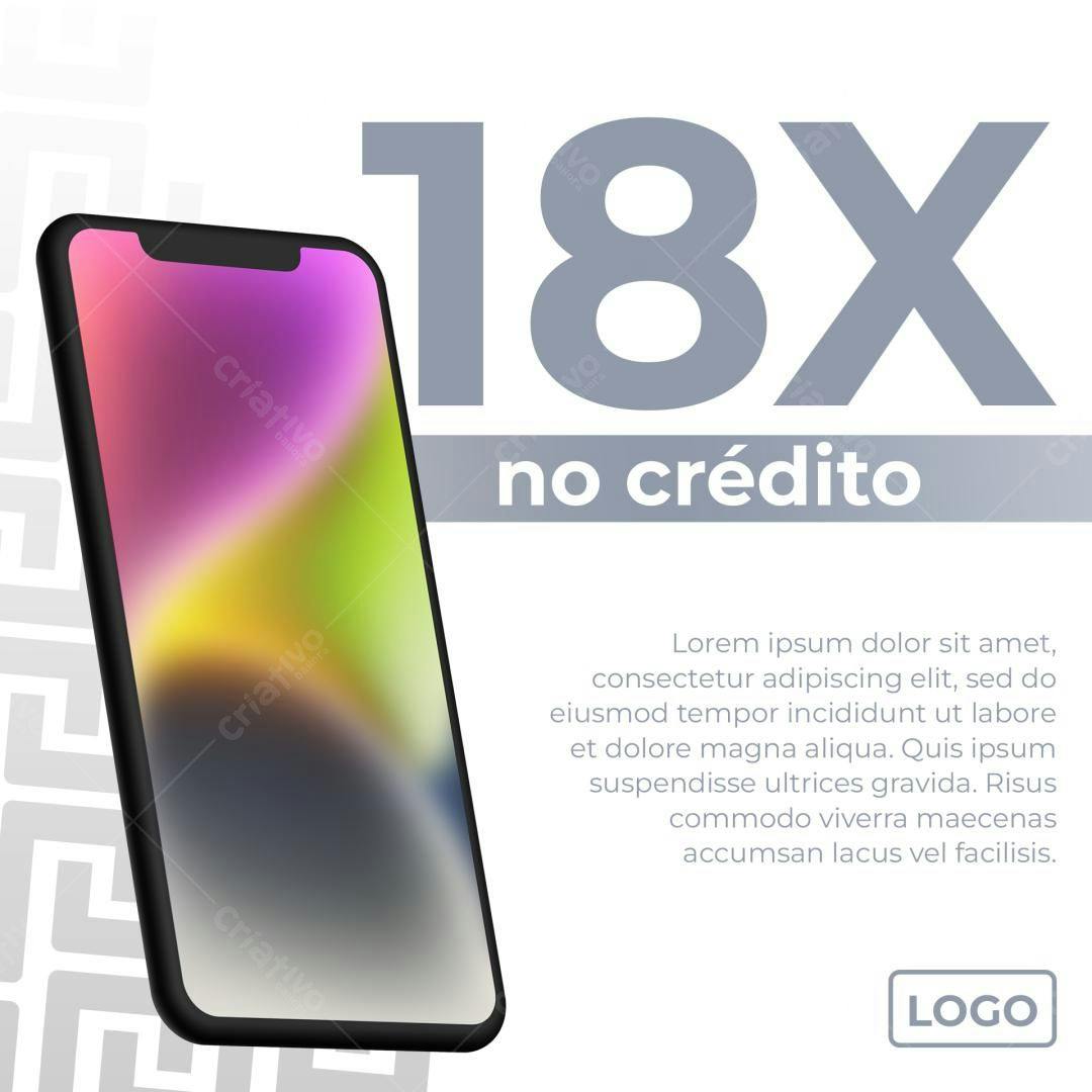 Mockup Smartphone com Degradê para Anúncio de Crédito PSD Editável