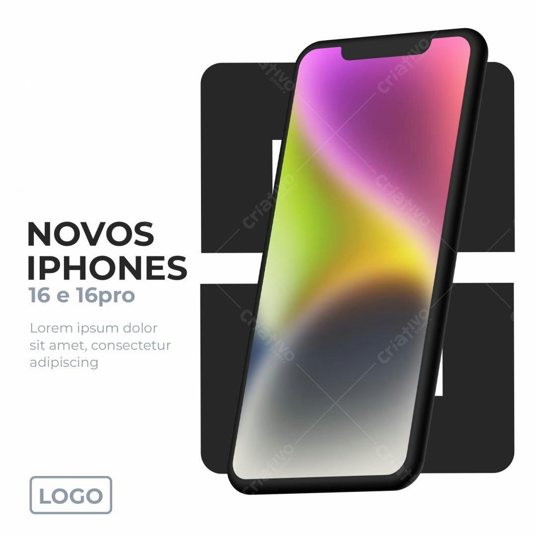 Mockup iPhone 16 e 16 Pro PSD Editável