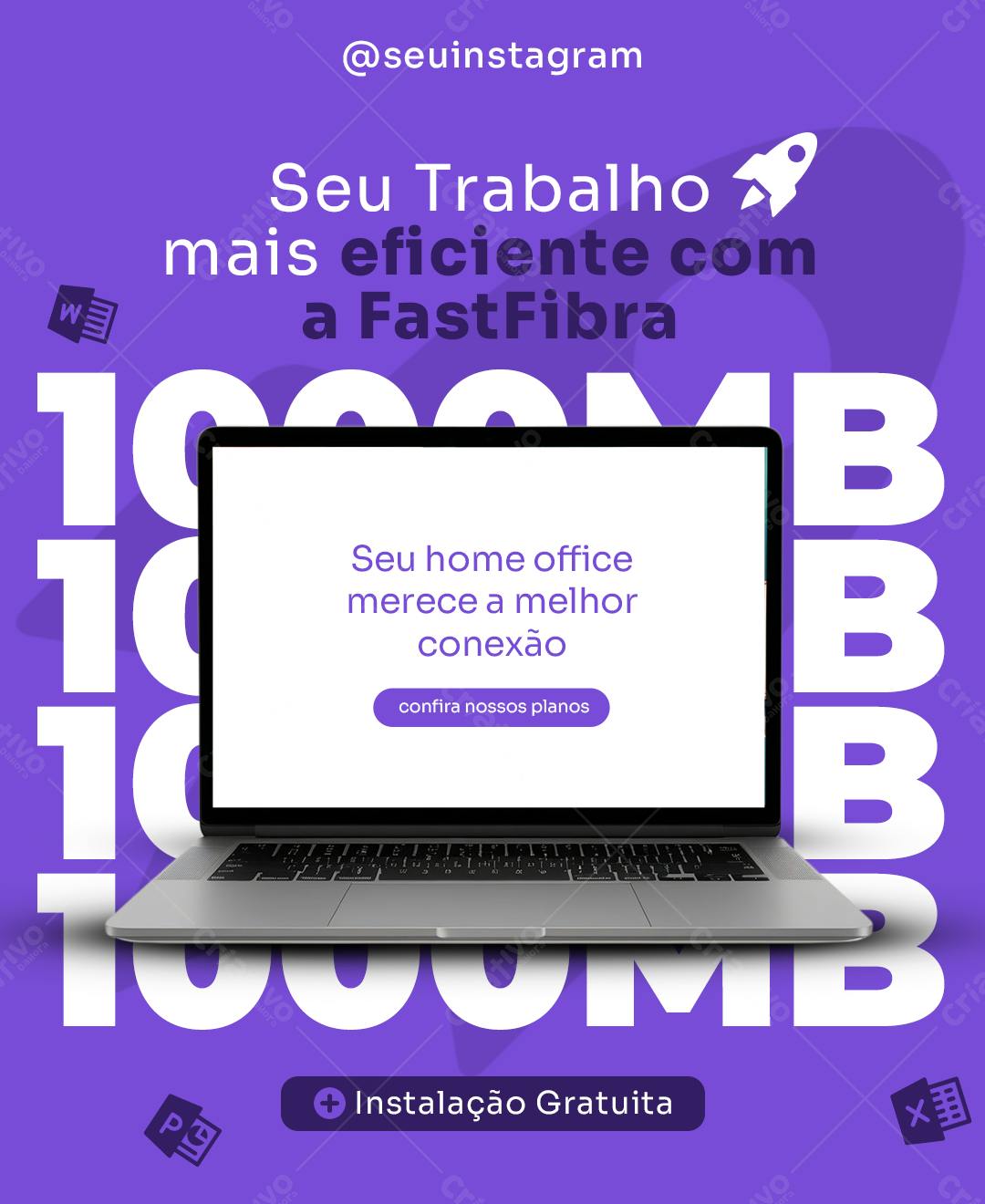 Post para Redes Sociais FastFibra PSD Editável