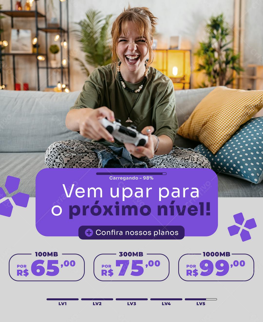 Flyer para Propaganda de Plano de Internet Gamer PSD Editável