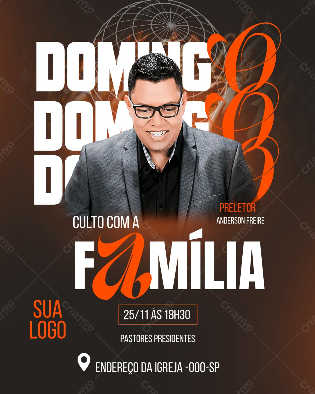 Flyer para Culto Familiar PSD Editável