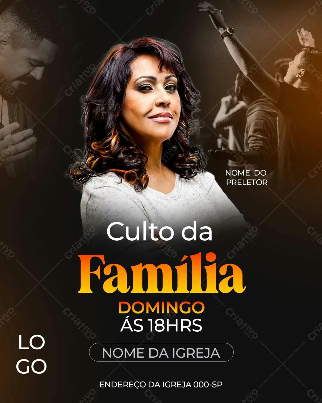 Flyer para Culto da Família PSD Editável