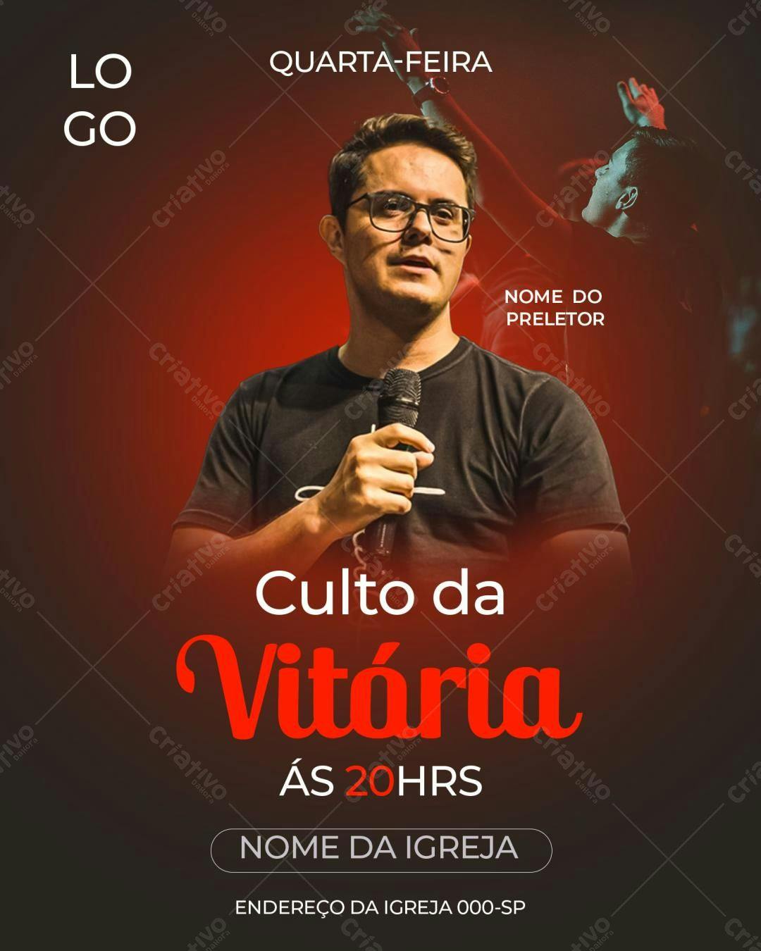Flyer para Culto da Vitória PSD Editável