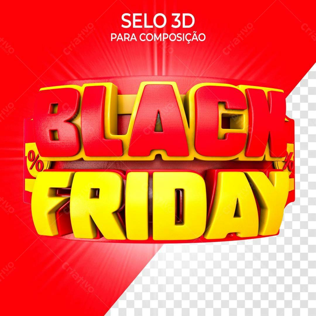Selo 3D Black Friday Vermelho e Amarelo