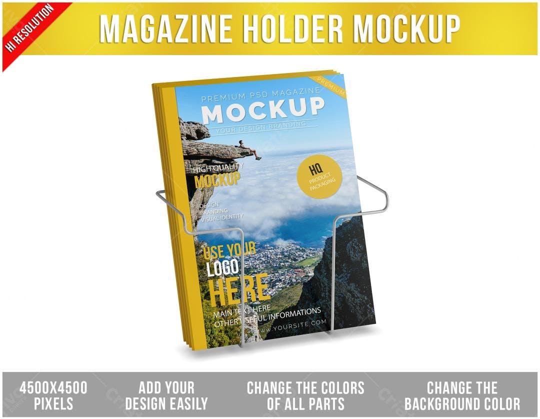 Mockup Realista de Porta-Revistas Moderno