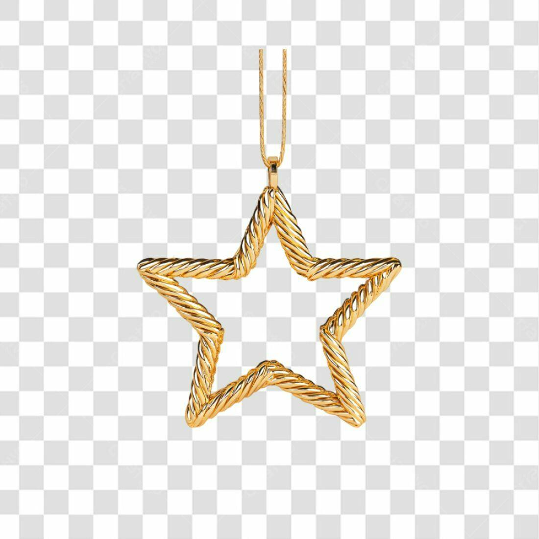 Enfeite Natalino Estrela Dourada PNG com fundo transparente