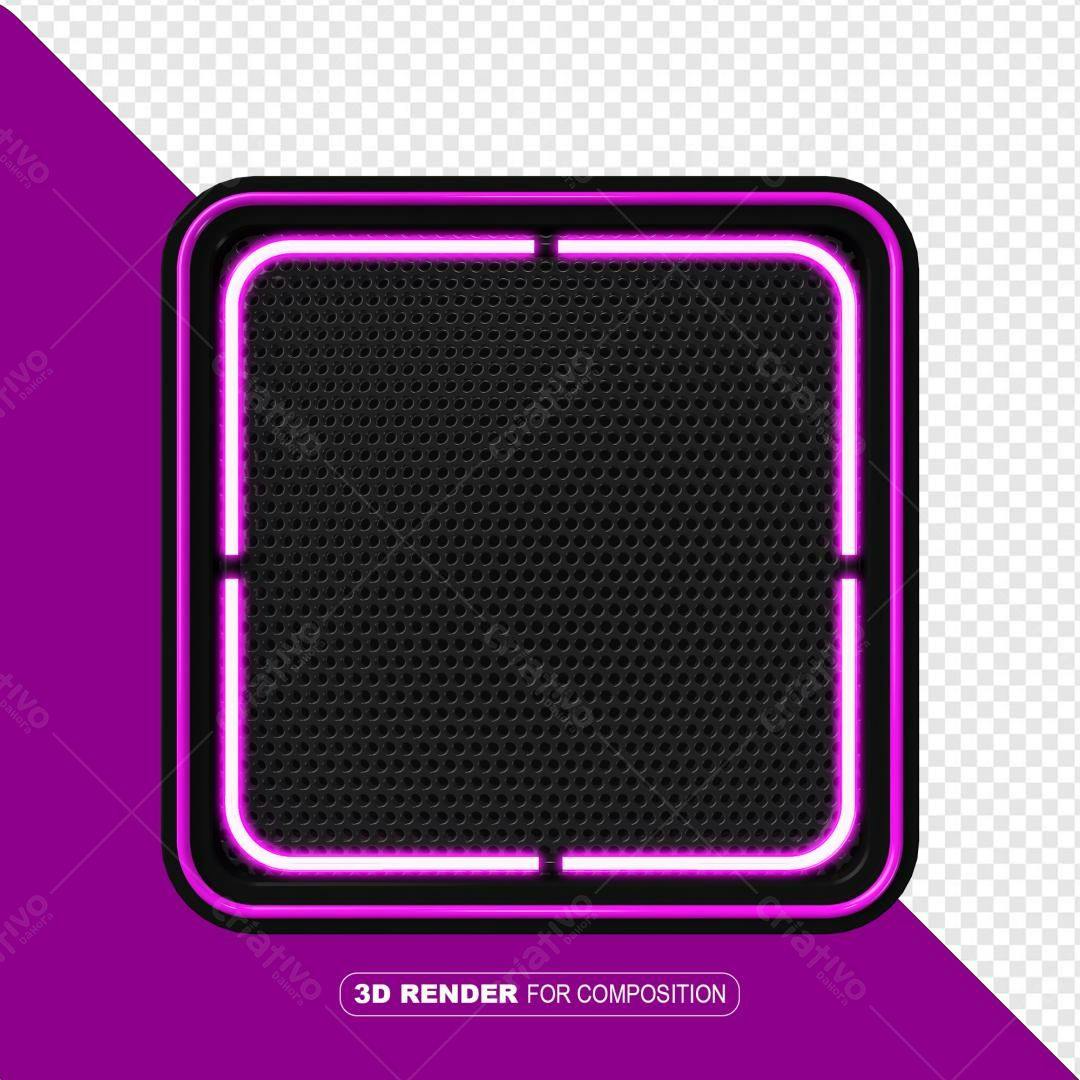 Selo 3D decorativo neon roxo e preto