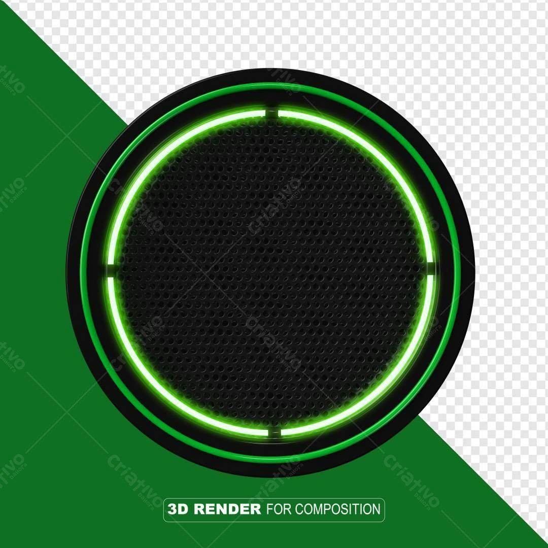 Selo 3D circular neon verde e preto