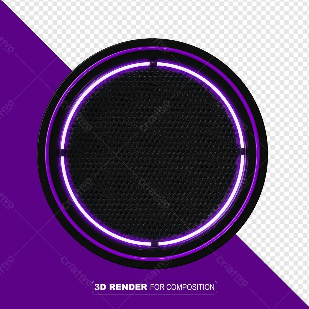 Selo 3D decorativo preto e roxo neon