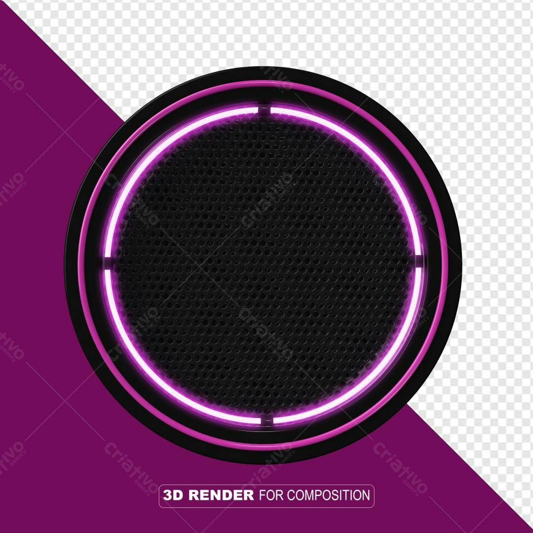 Selo 3D decorativo neon preto e rosa