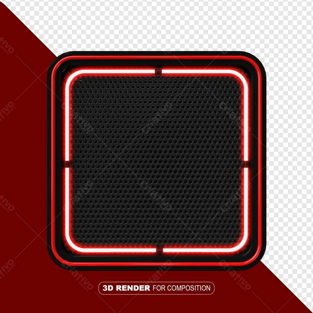 Selo 3D Moderno Neon Vermelho e Preto