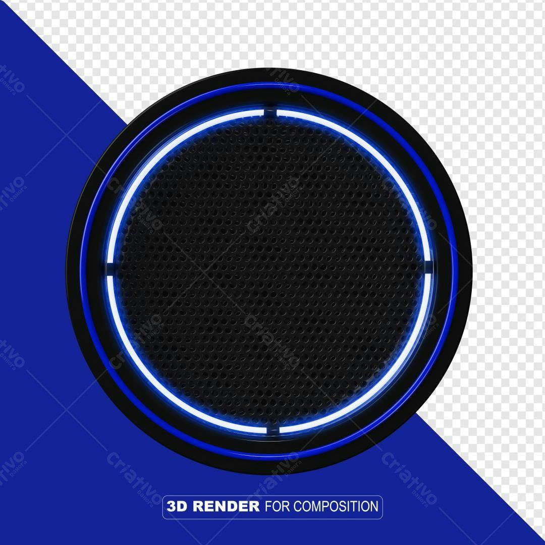 Selo 3D moderno azul e preto neon