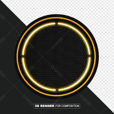 Moldura Circula Quadro Neon Amarelo