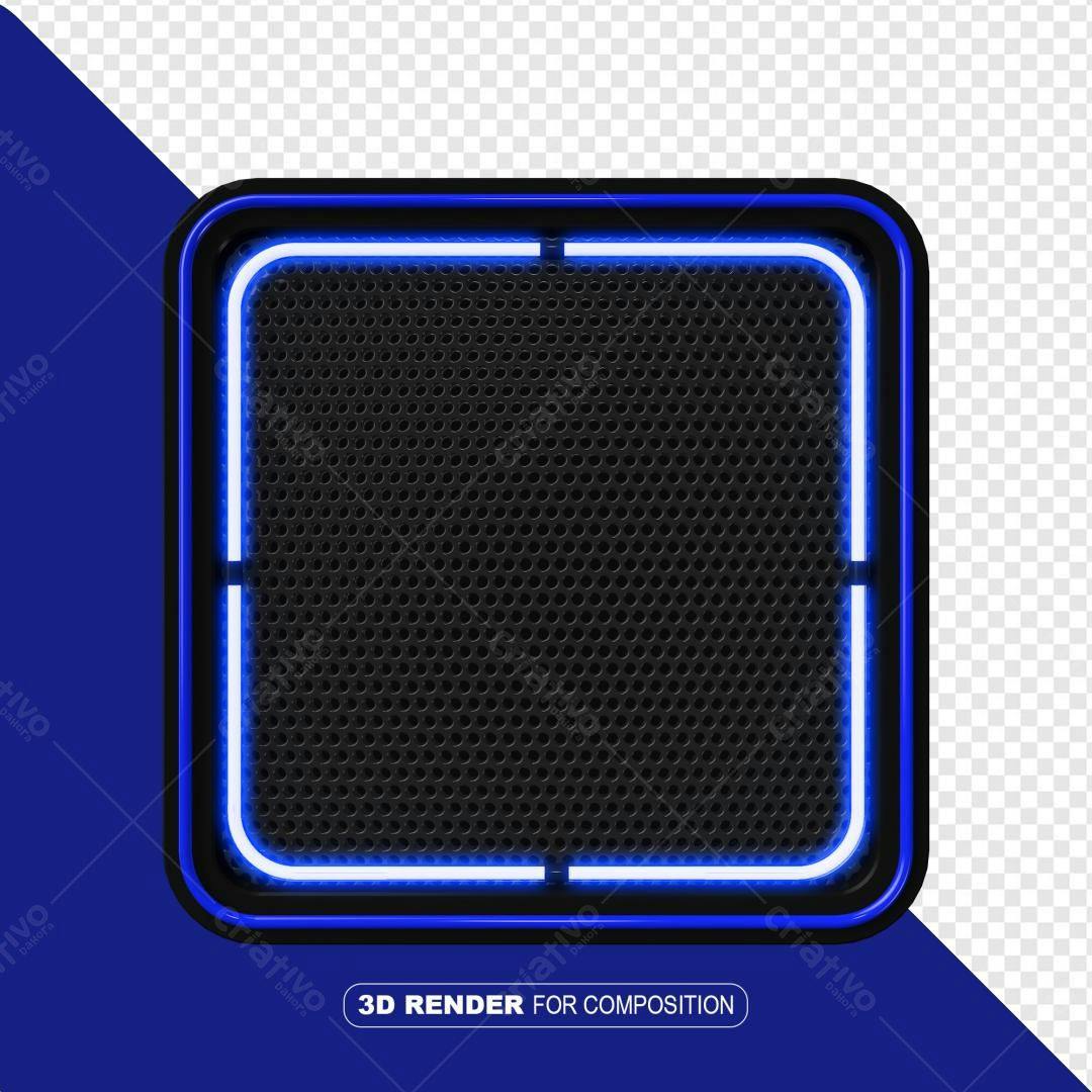Selo 3D moderno neon azul e preto