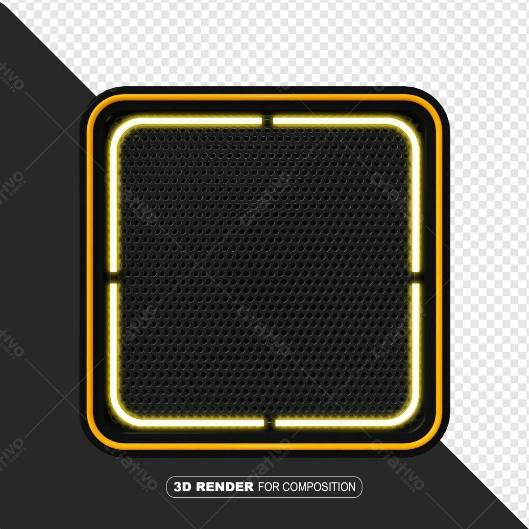 Selo 3D Neon Preto e Amarelo Metálico