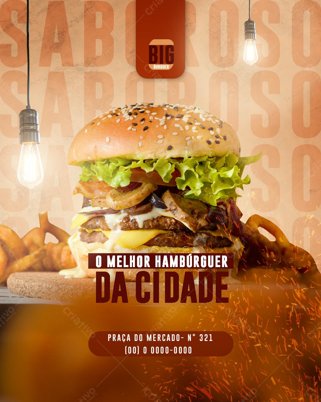 Flyer para Hamburgueria PSD Editável