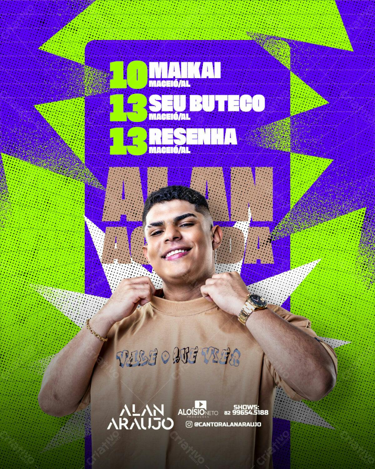 Flyer para Show de Alan Araujo PSD Editável