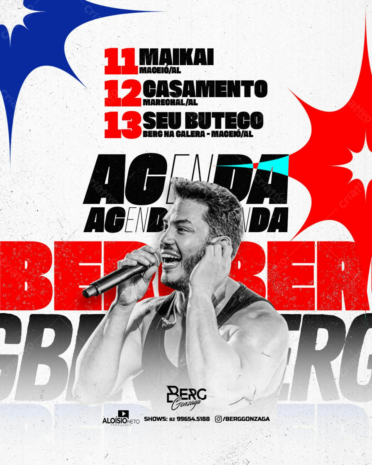 Flyer para Shows de Berg Gonzaga PSD Editável