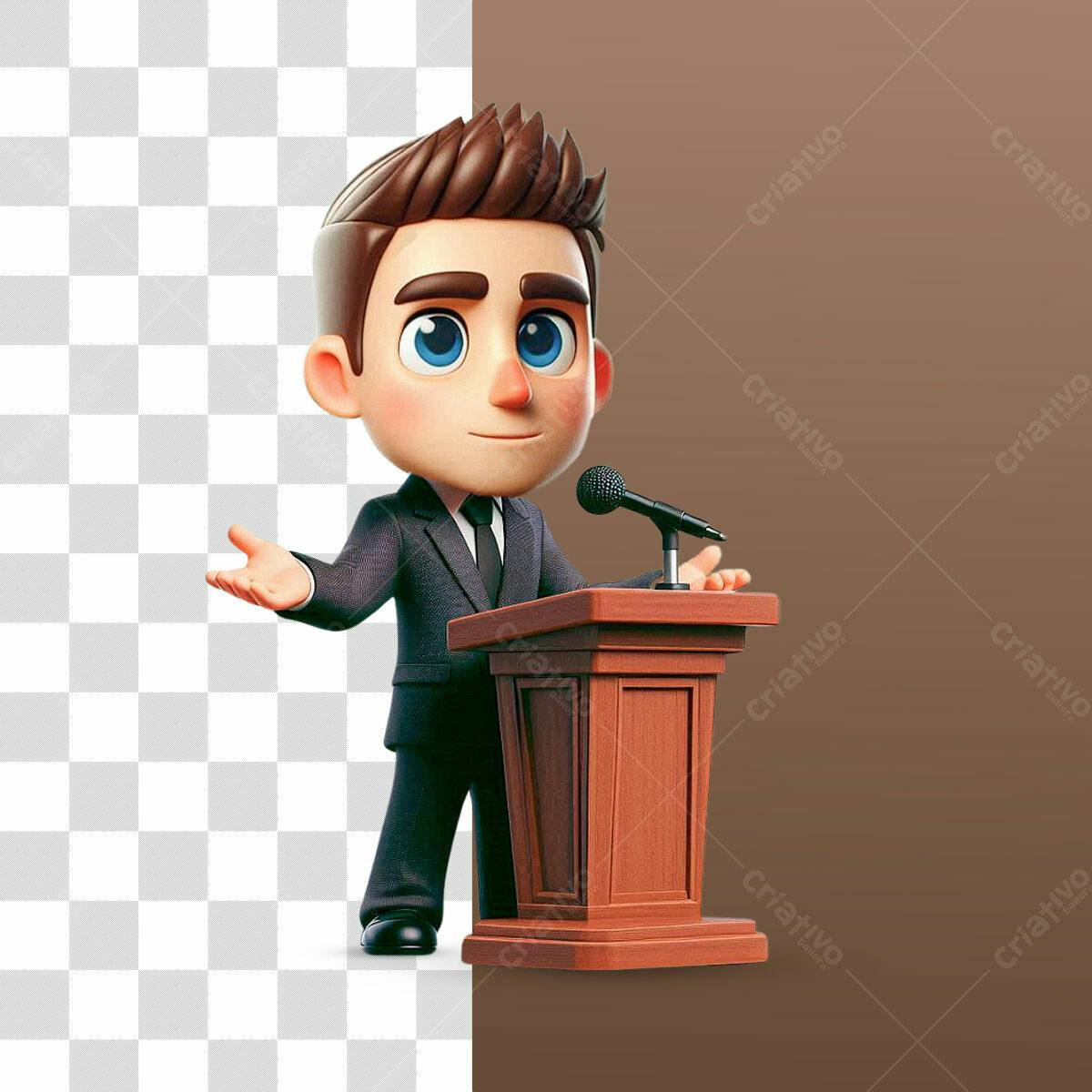 PSD Personagem Cartoon para Apresentação Editável