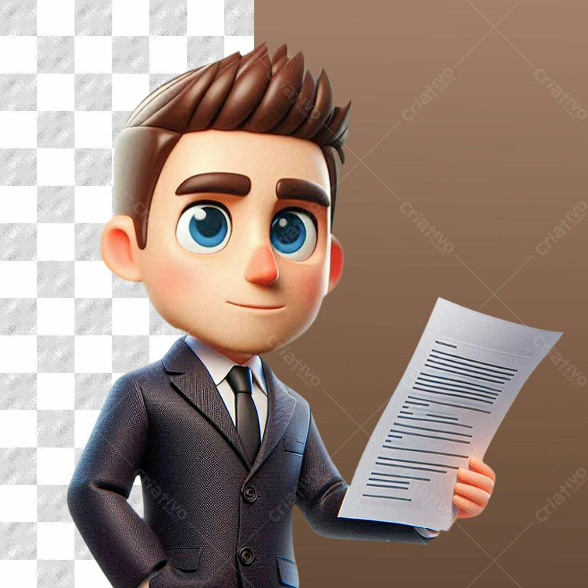 Personagem Cartoon Empresarial PSD Editável
