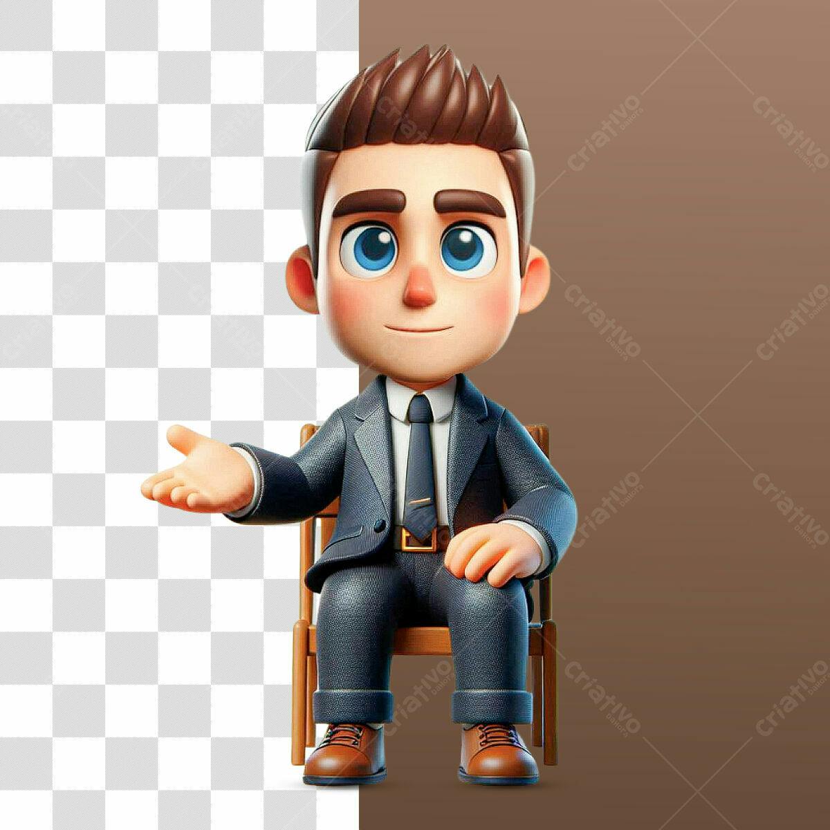 PSD Personagem Cartoon para Apresentação de Negócios Editável