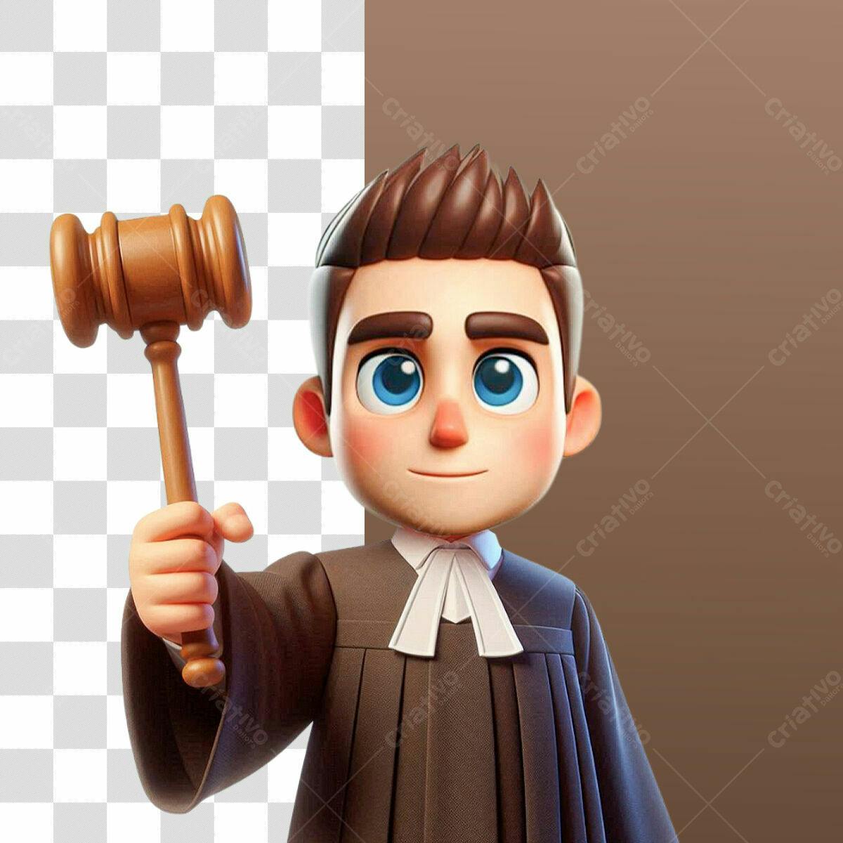 Ilustração Juiz Cartoon PSD Editável