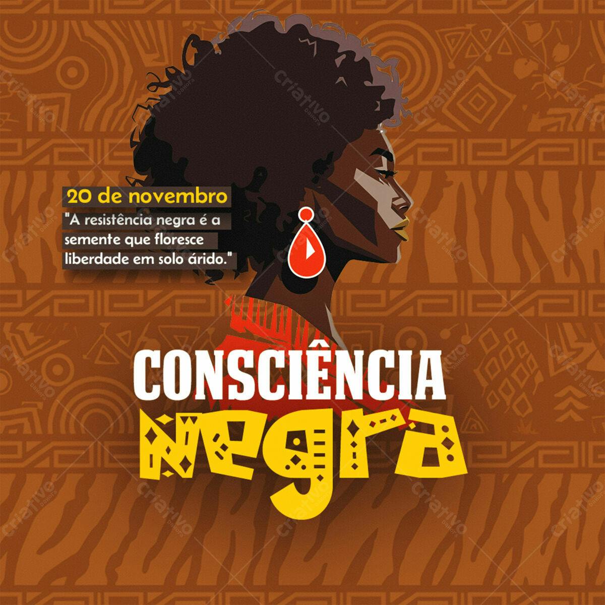 Post para Dia da Consciência Negra PSD Editável