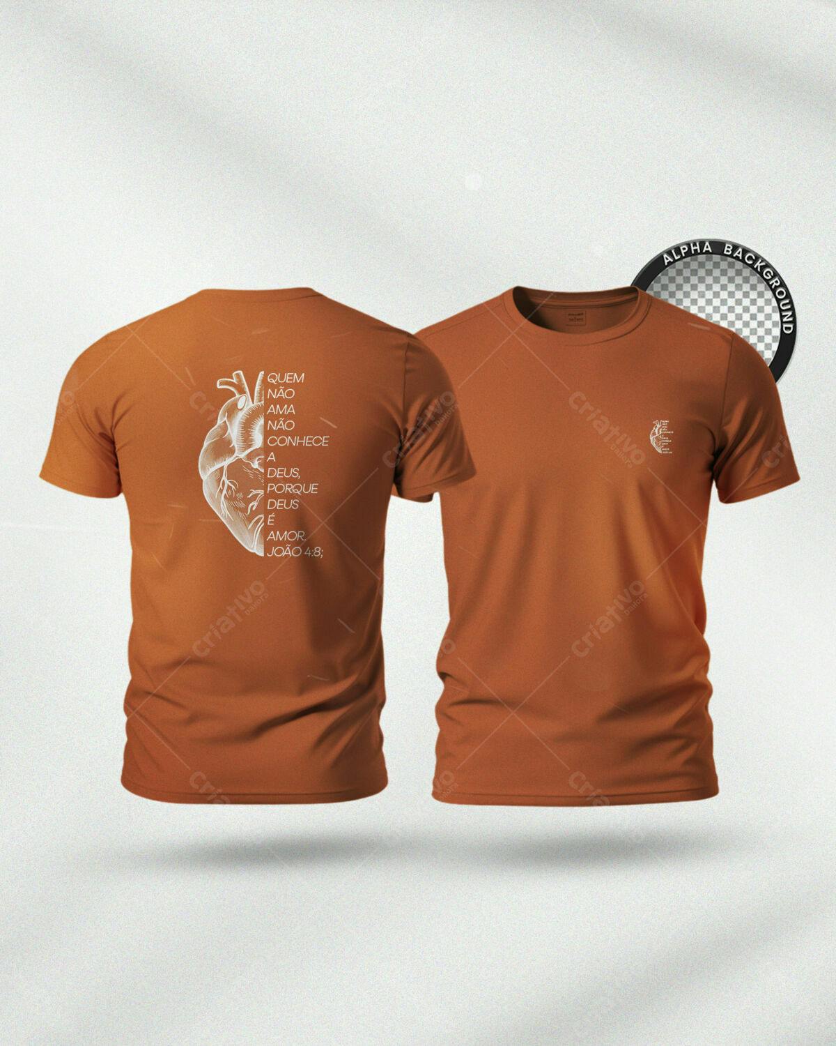 Camiseta Cristã com Versículo João 4:8 PSD Editável