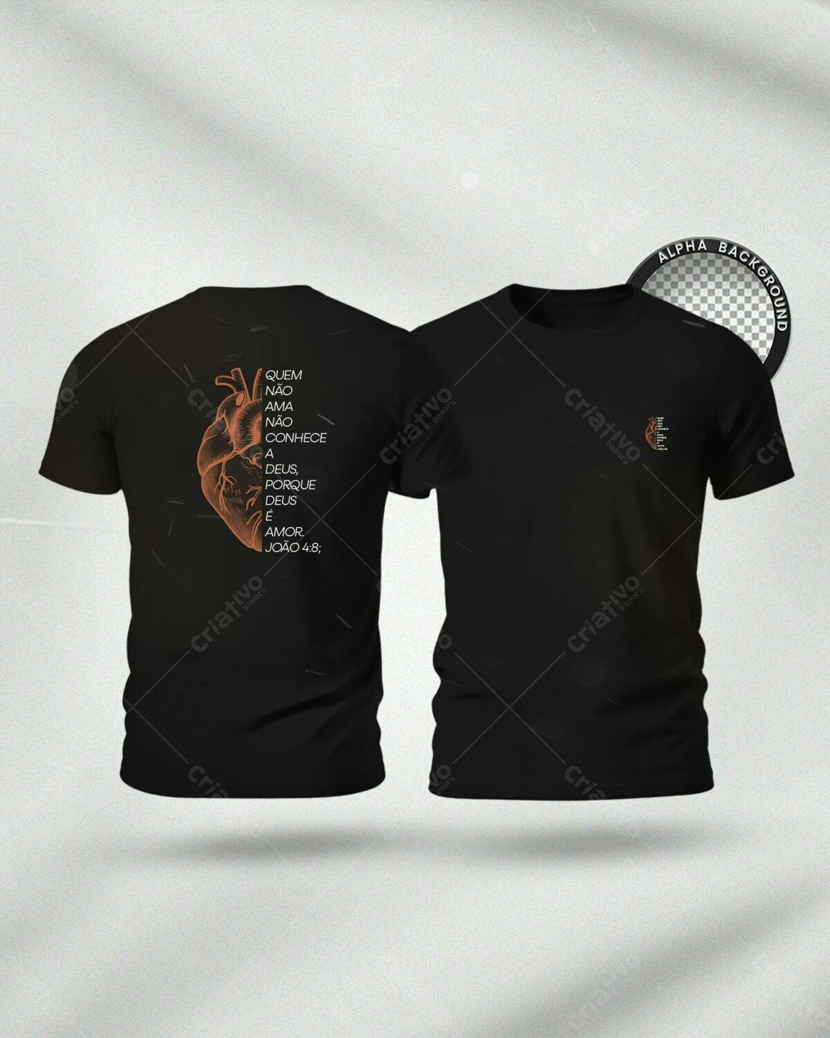 Camiseta Cristã com Coração PSD Editável