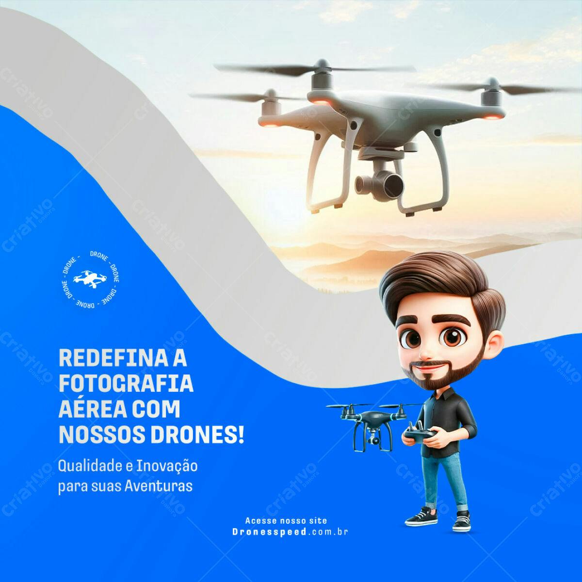 Post para Redes Sociais Drone PSD Editável