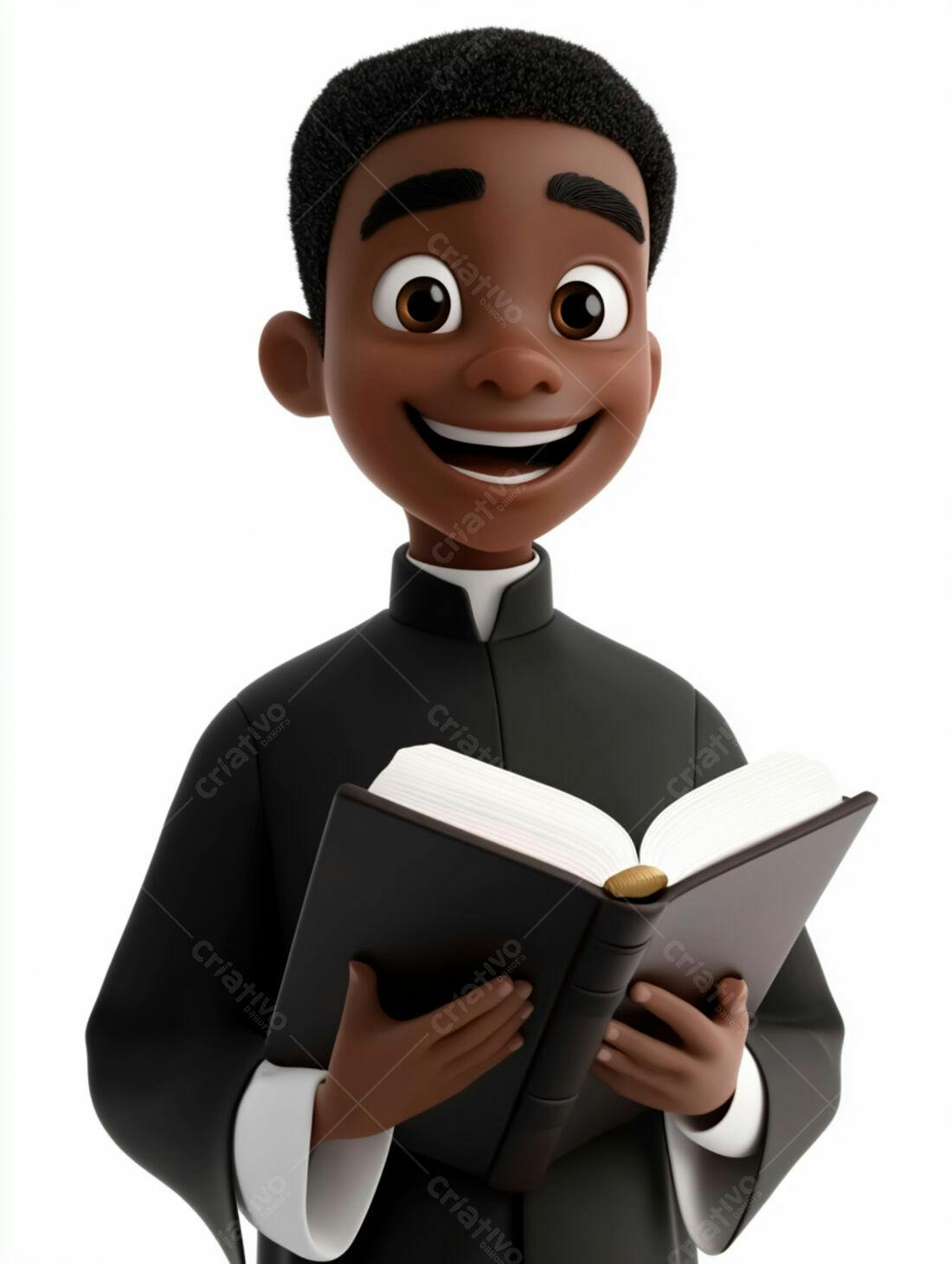 Menino negro lendo a Bíblia alegremente