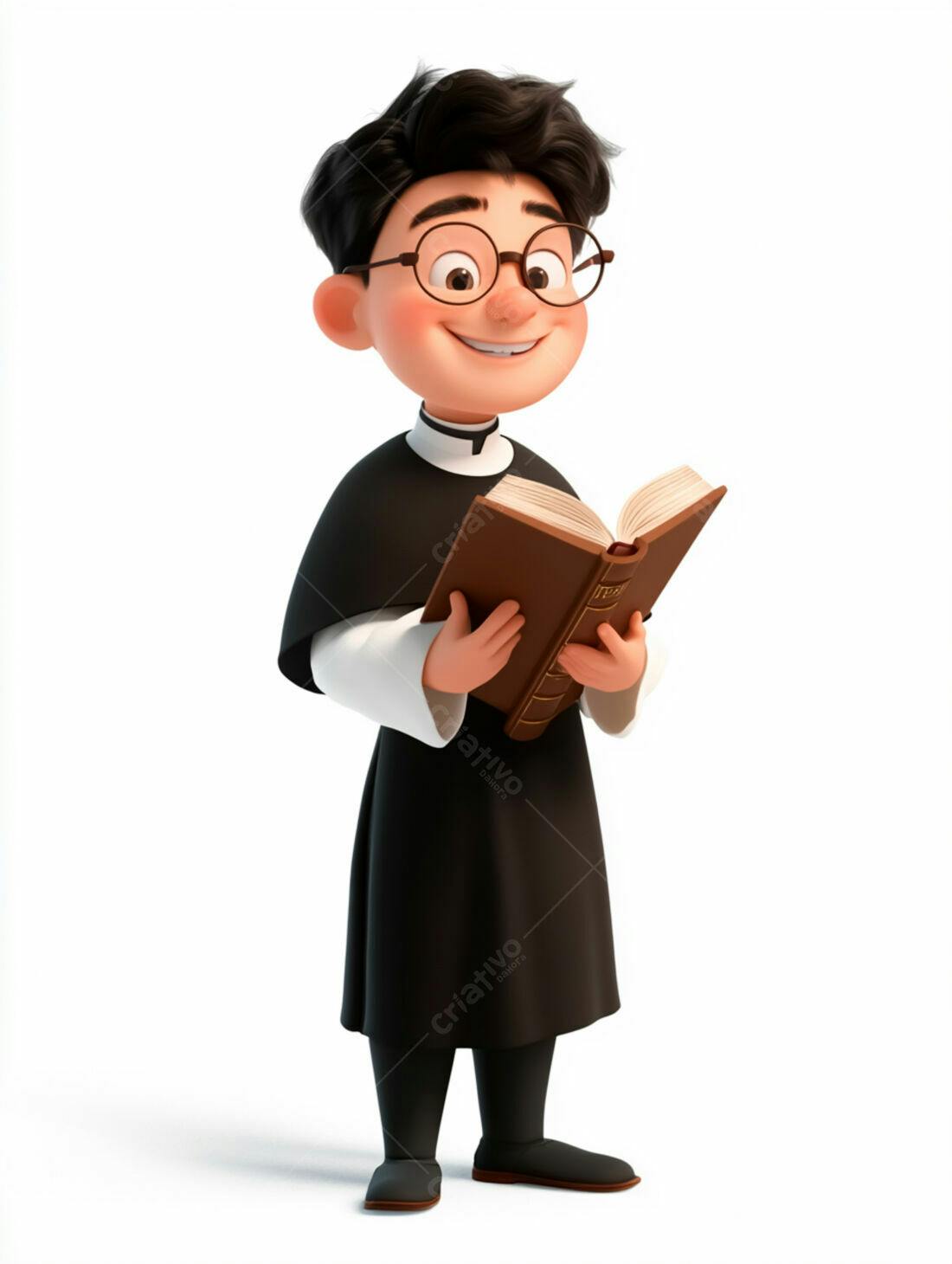 Menino padre lendo livro antigo ilustração 3D