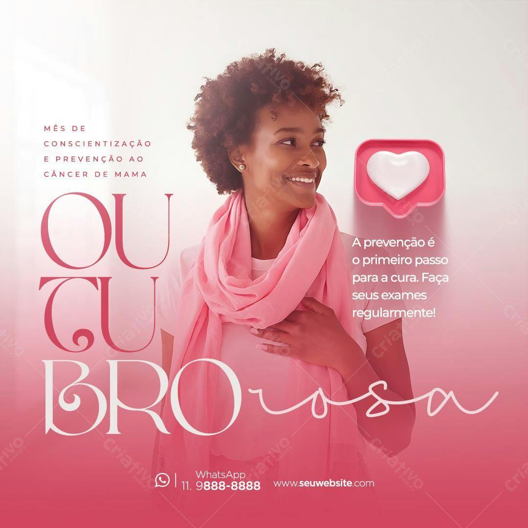 Post Instagram Outubro Rosa PSD Editável