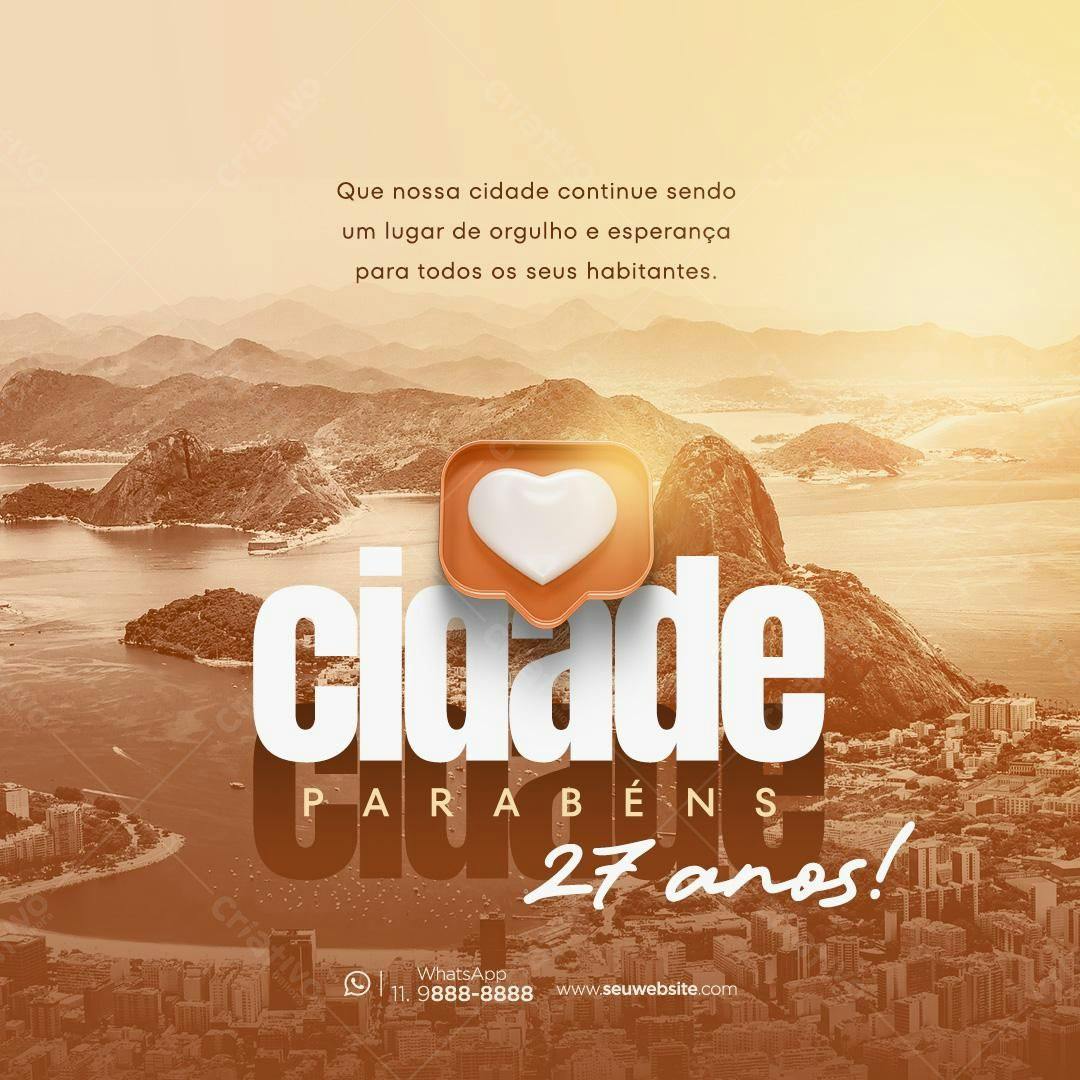 Flyer Aniversário Cidade 27 anos PSD Editável