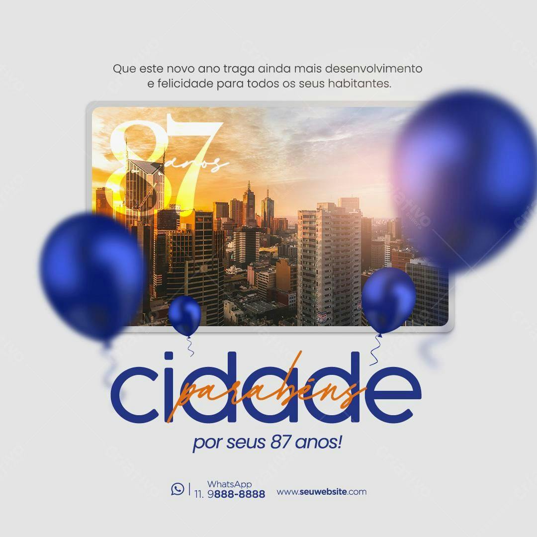 Postagem Aniversário Cidade PSD Editável