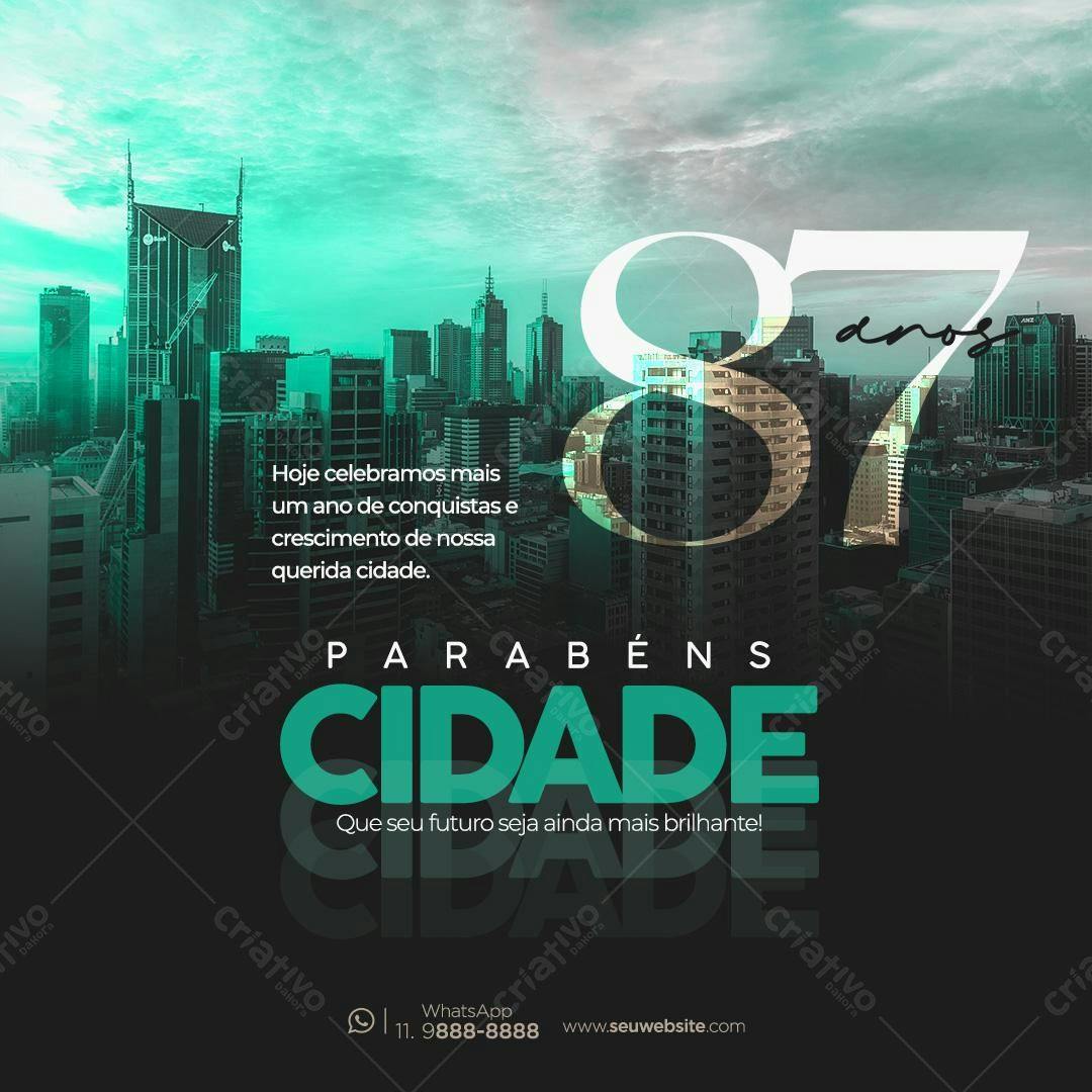 Post Aniversário Cidade 87 anos PSD Editável
