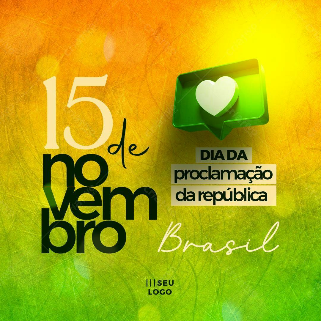 Postagem Dia da Proclamação da República PSD Editável